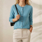 Kasjmier vest met ronde hals en knopen