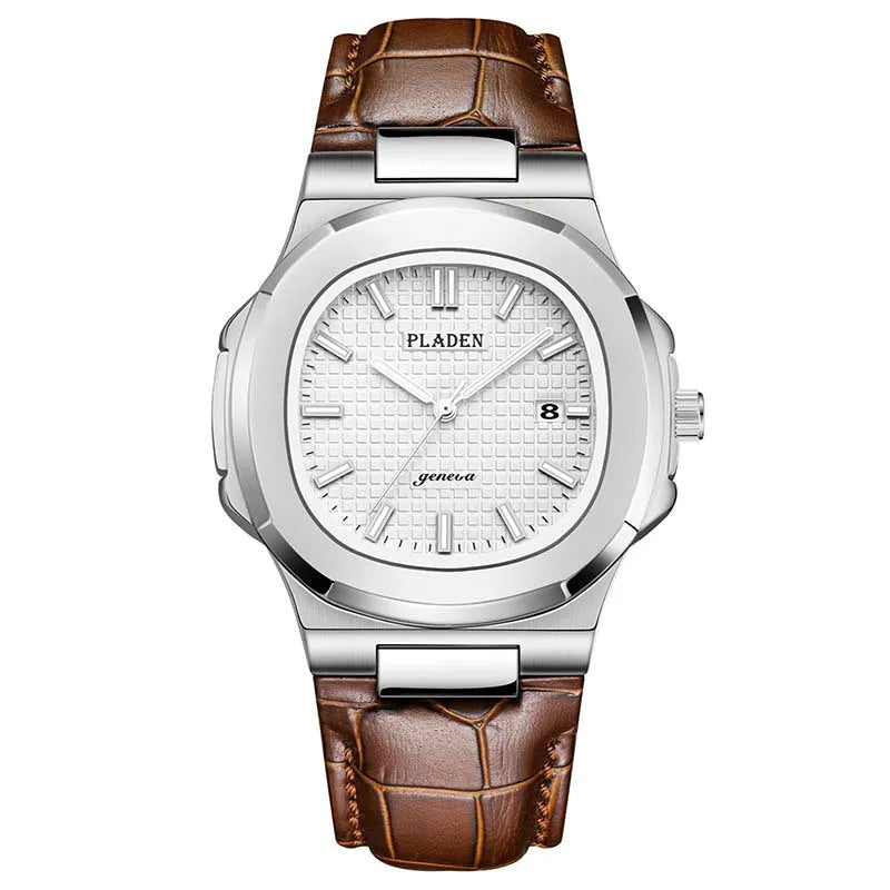 Heren Waterdicht Leer & Staal Quartz Horloge