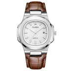 Heren Waterdicht Leer & Staal Quartz Horloge