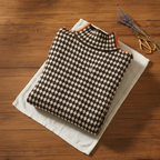 Dolcevita in Cashmere con Motivo a Croce e Maniche Arancioni