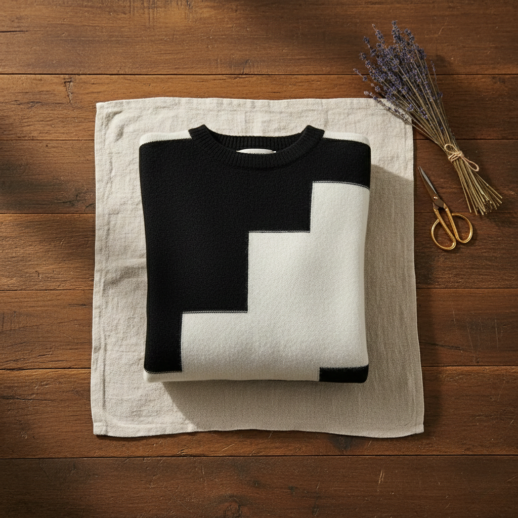 Kaschmir-Pullover mit Geometrischem Blockmuster