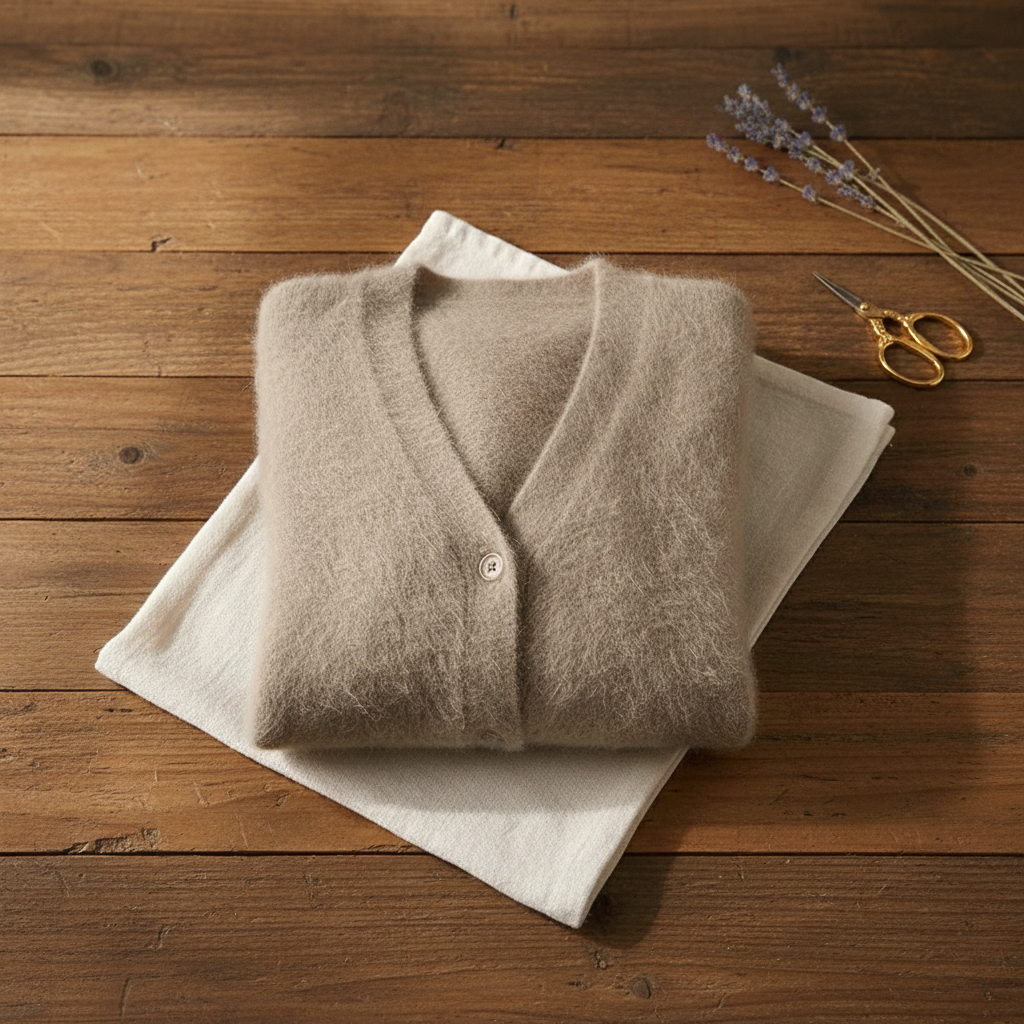 Baumwoll-V-Ausschnitt-Strickjacke