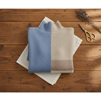 Kaschmir-Pullover mit Blockmuster Blau-Beige