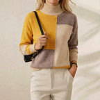 Kaschmir-Rollkragenpullover mit Farbblock