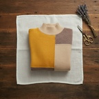 Jersey de cuello alto de cachemira con bloques de color