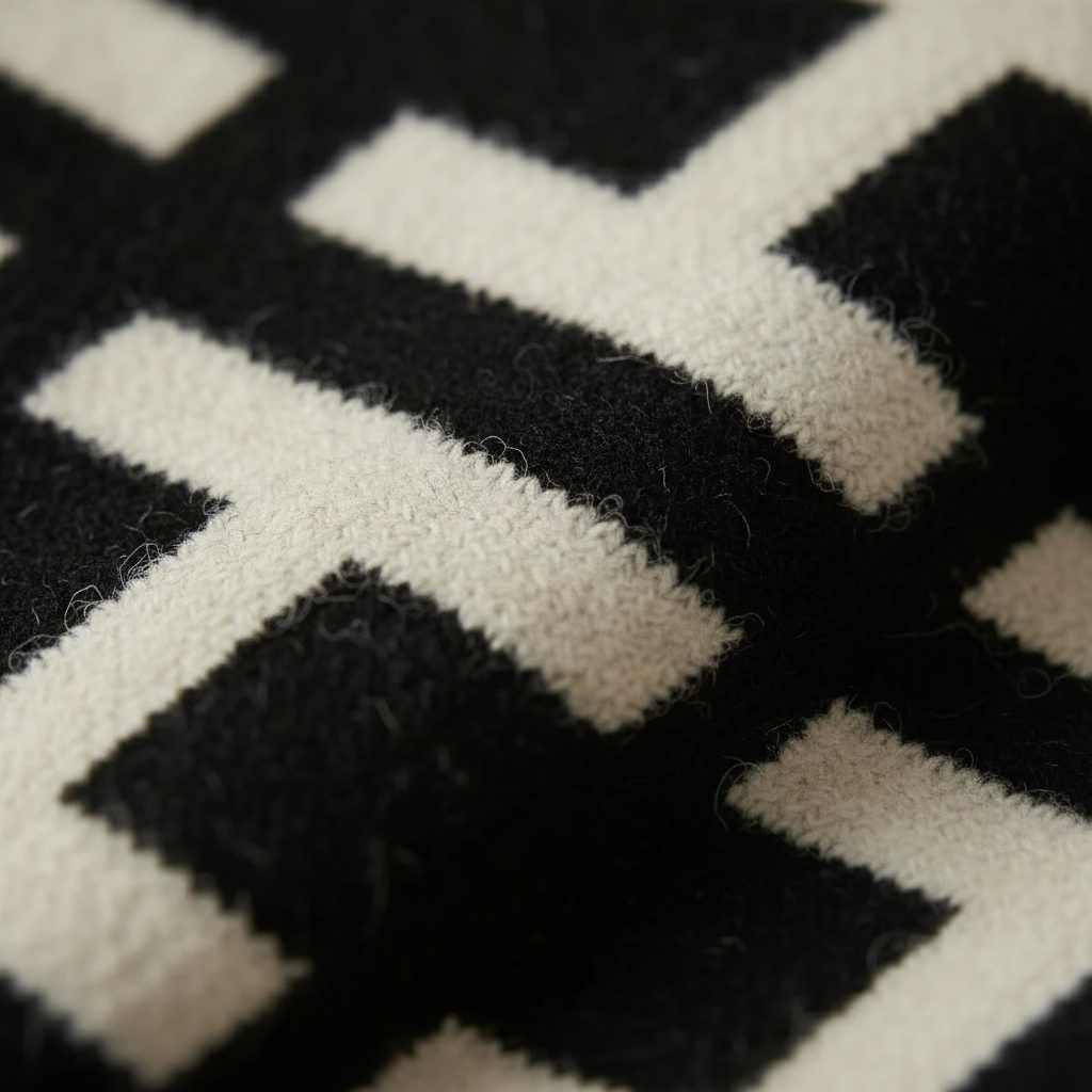 Maglione di Cotone Astratto Bianco e Nero