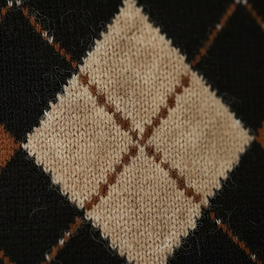 Jersey de Algodón con Rombos Marrón-Negro