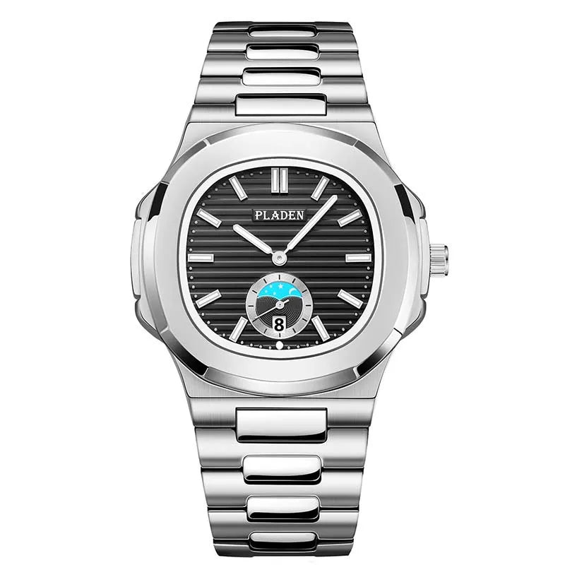 Heren Waterdicht Leer & Staal Quartz Horloge