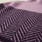 Pull en Coton à Col Roulé Bleu Foncé avec Zigzag