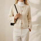 Kasjmier vest met ronde hals en geribbeld breisel