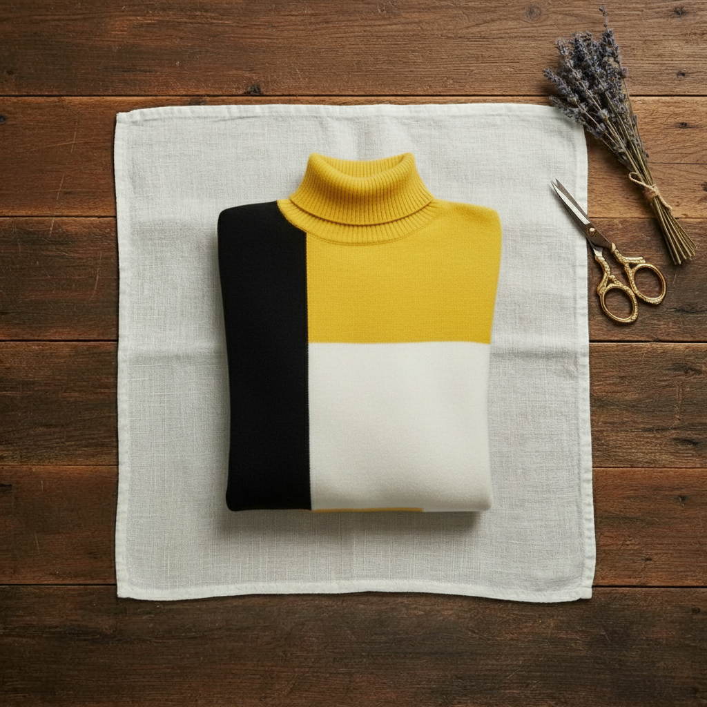 Kasjmier coltrui met kleurblokken