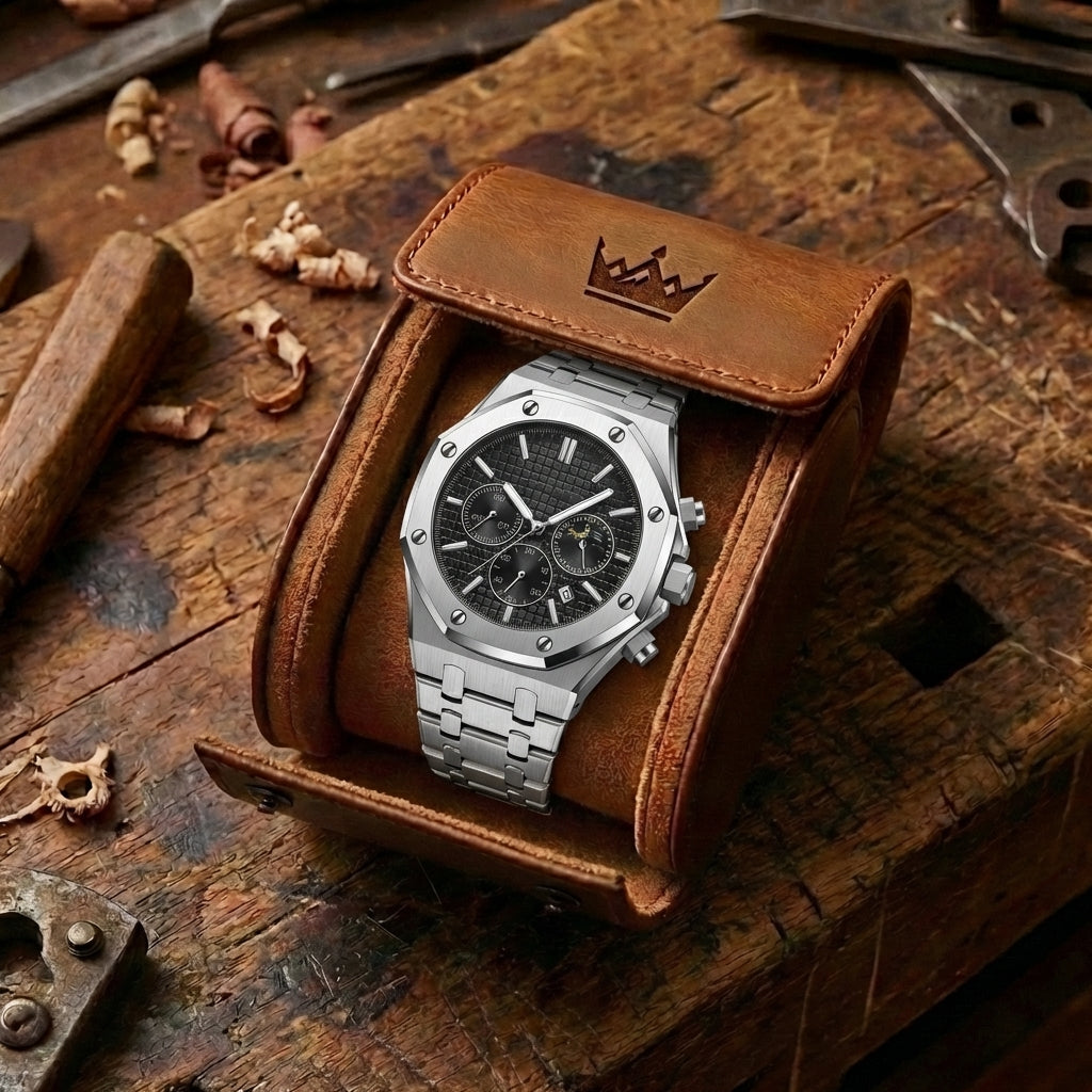 Minimalistische Herenstalen Quartzhorloge