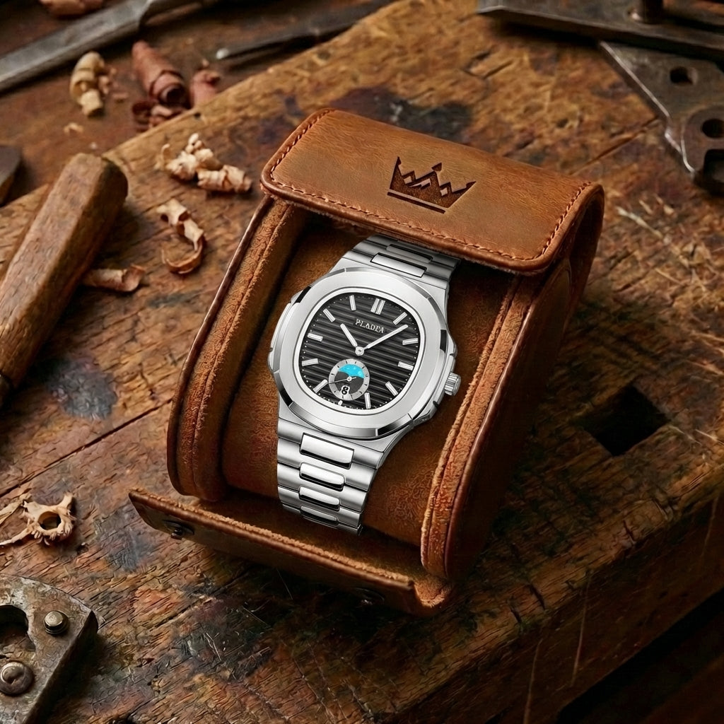 Waterdicht Herenhorloge Leer & Staal Quartz