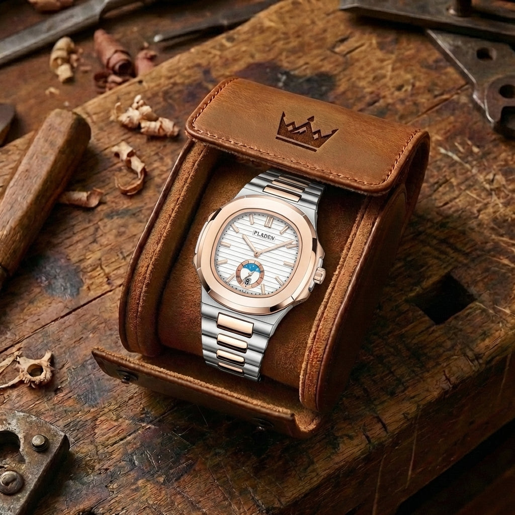 Waterdicht Herenhorloge Leer & Staal Quartz