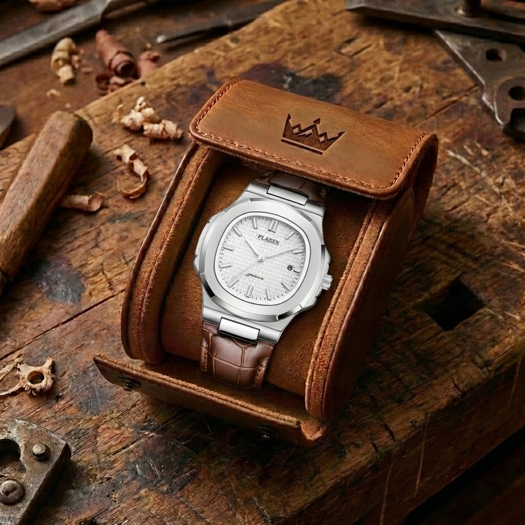 Waterdicht Herenhorloge Leer & Staal Quartz