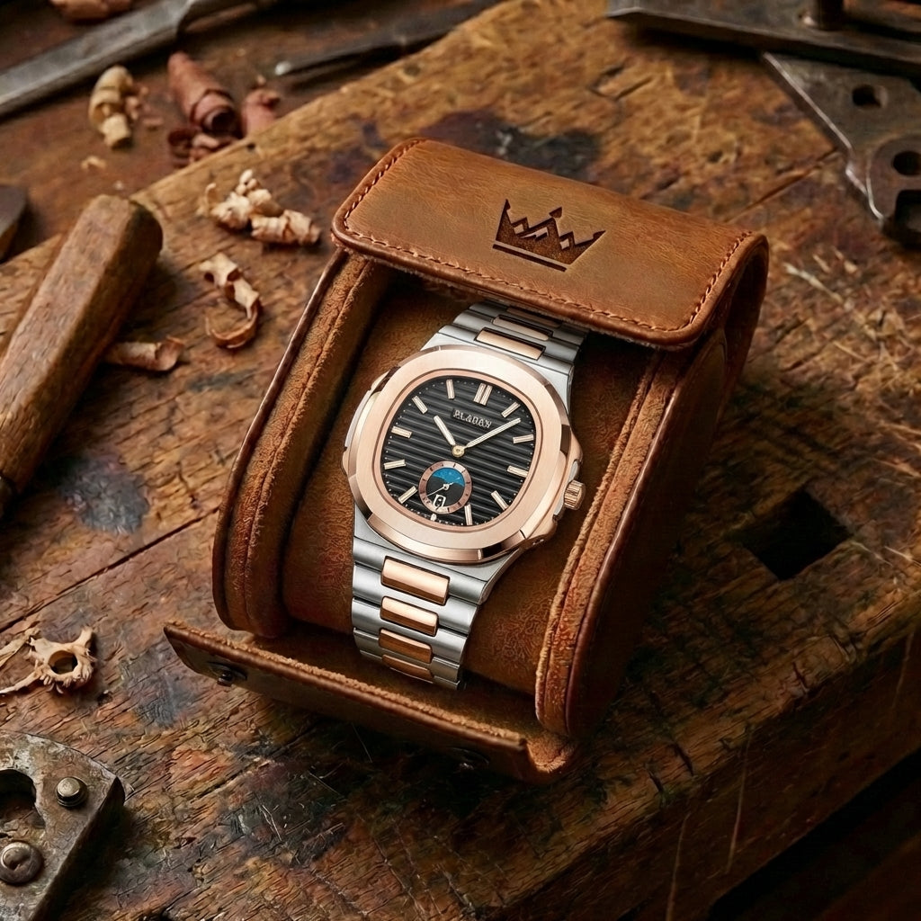Waterdicht Herenhorloge Leer & Staal Quartz