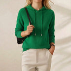 Suéter con capucha de cachemira y cordón