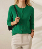 Kaschmir-Cardigan mit Rundhalsausschnitt und Knöpfen