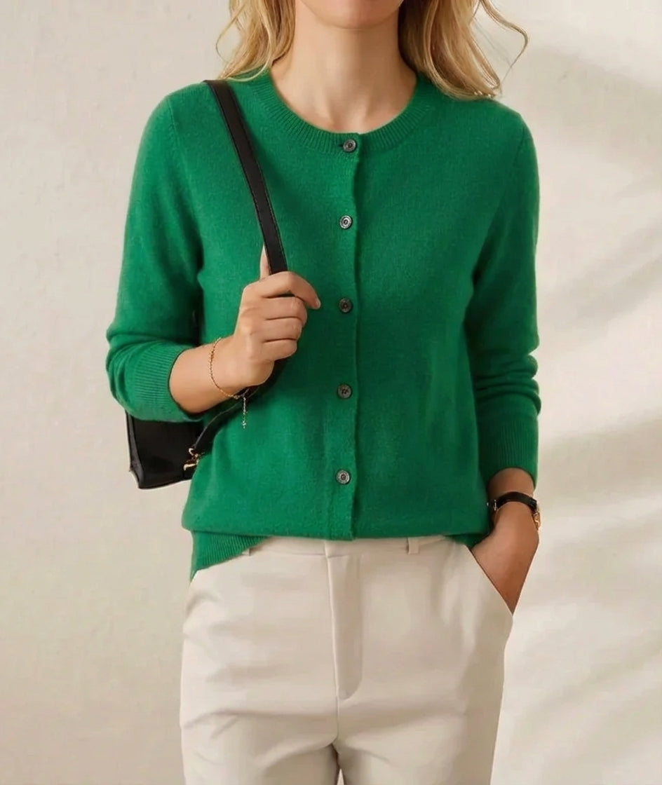 Kaschmir-Cardigan mit Rundhalsausschnitt und Knöpfen