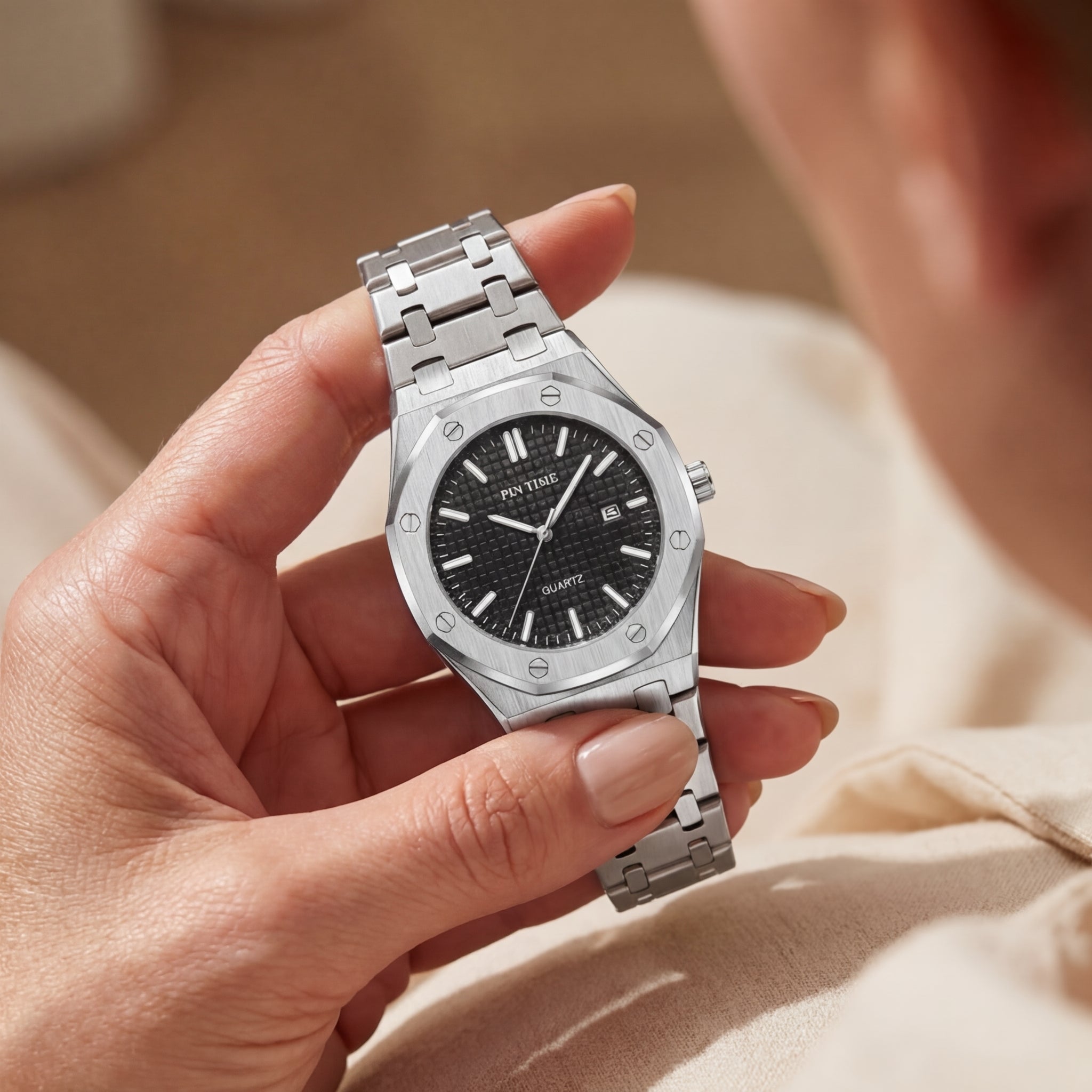 Dames Zilveren Automatisch Quartz Horloge