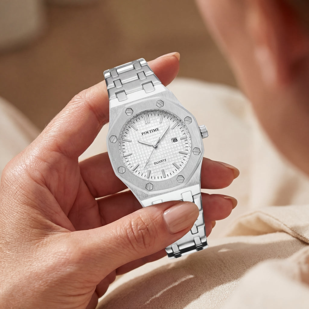 Dames Zilveren Automatisch Quartz Horloge