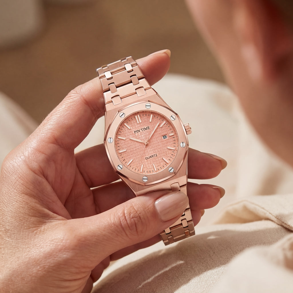 Dames Rosé Goud Automatisch Quartz Horloge