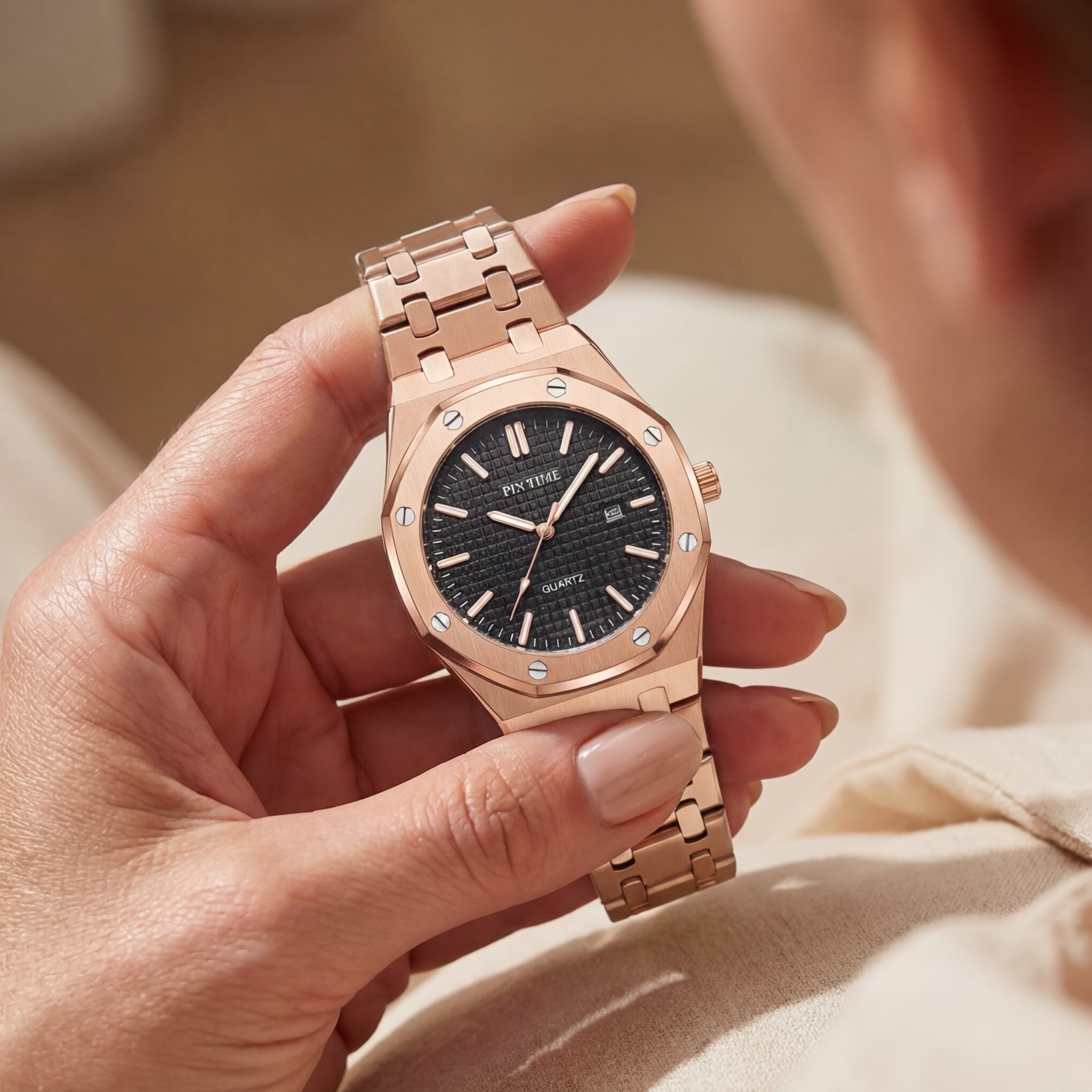 Dames Rosé Goud Automatisch Quartz Horloge