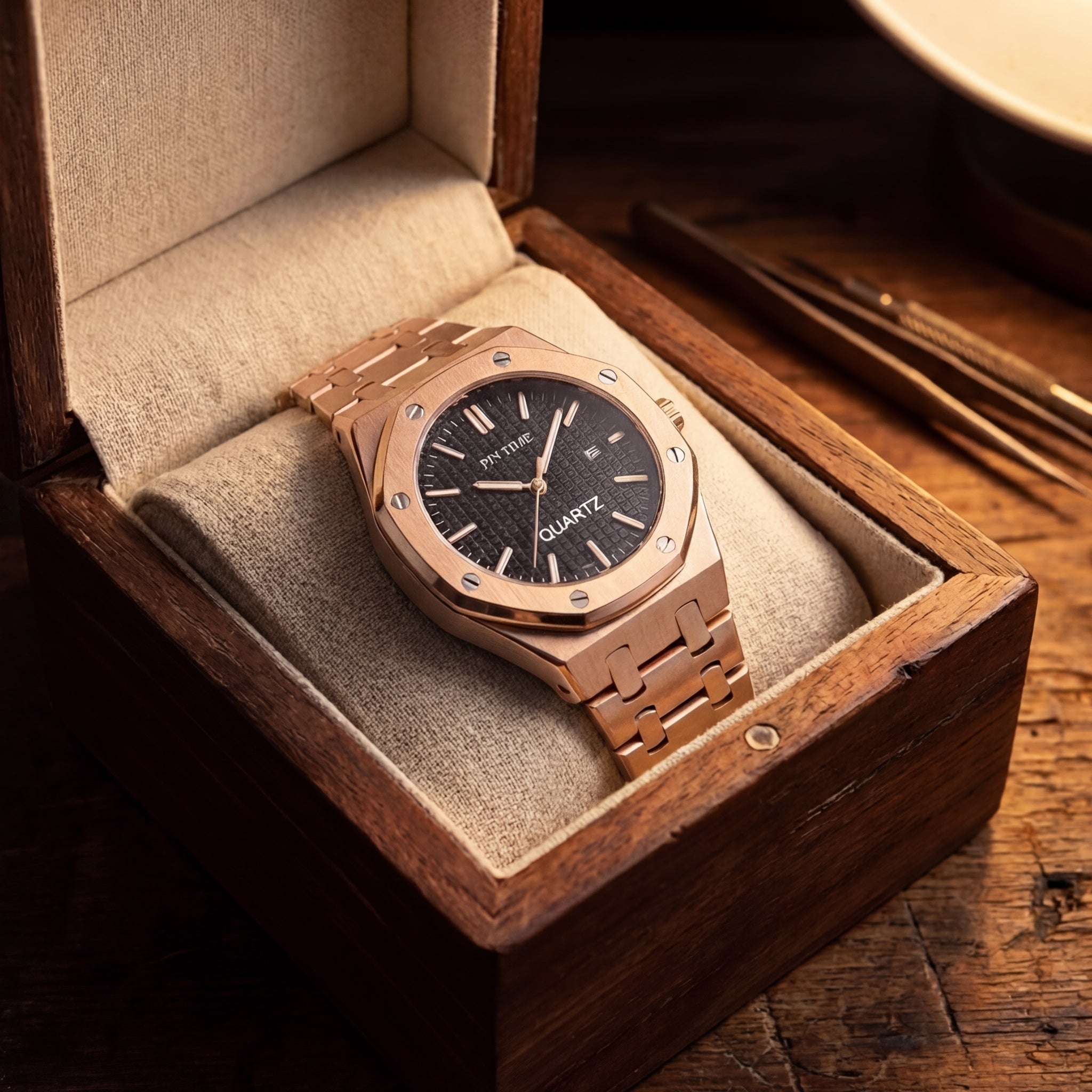 Dames Rosé Goud Automatisch Quartz Horloge