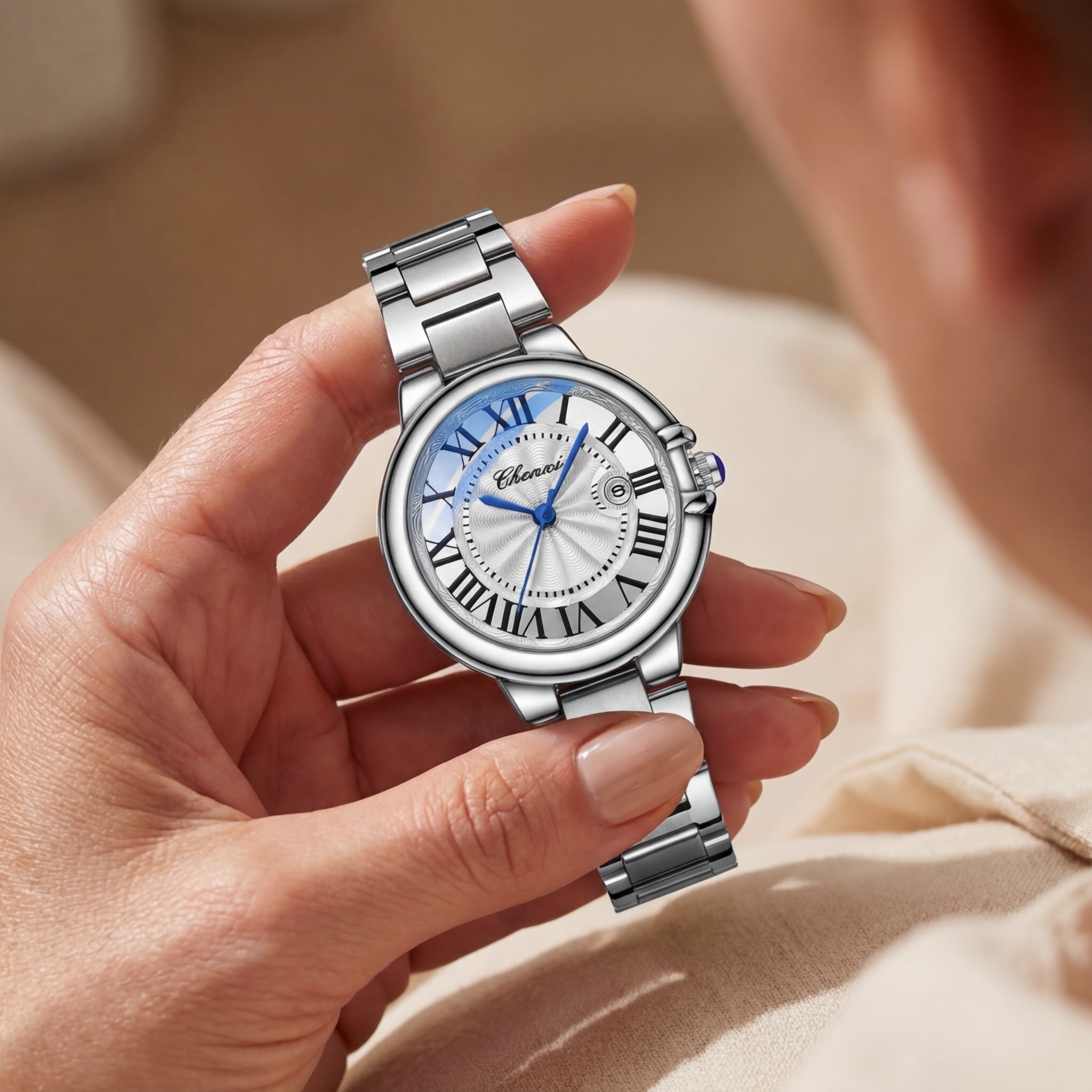 Dames Lumineus Kalender Stalen Riem Horloge