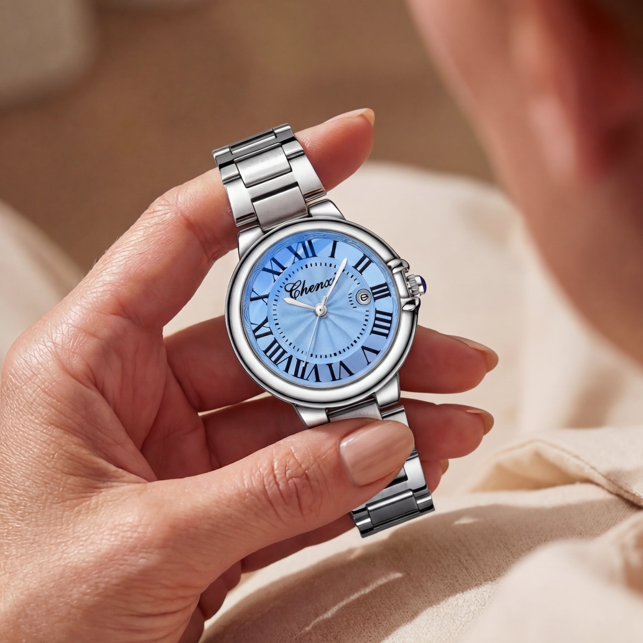 Dames Lumineus Kalender Stalen Riem Horloge