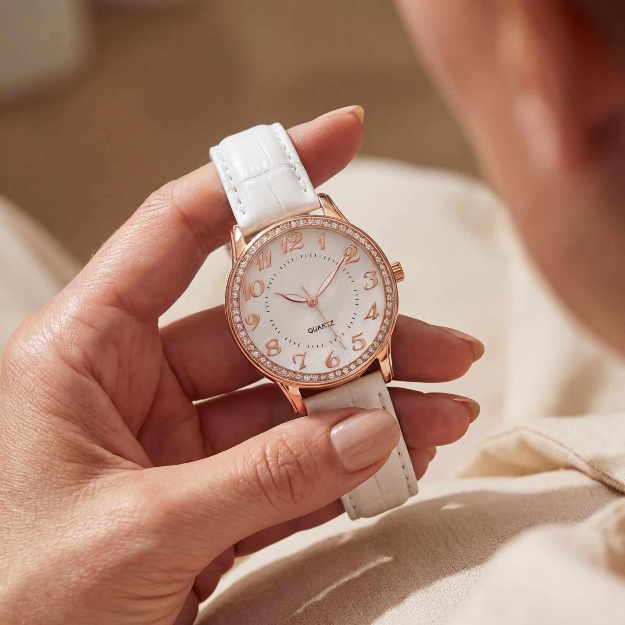 Dames Diamant Lumineus Riem Quartz Horloge