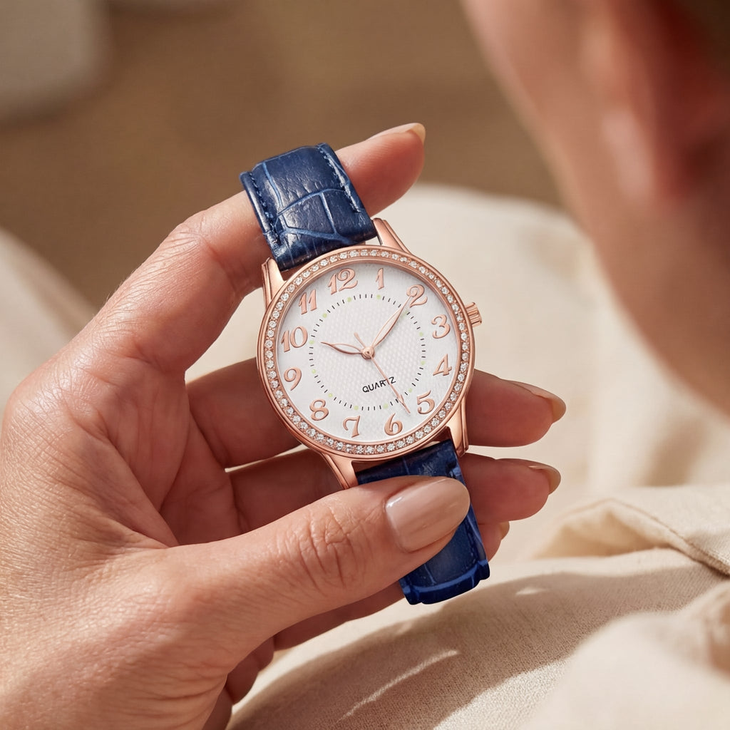 Dames Diamant Lumineus Riem Quartz Horloge