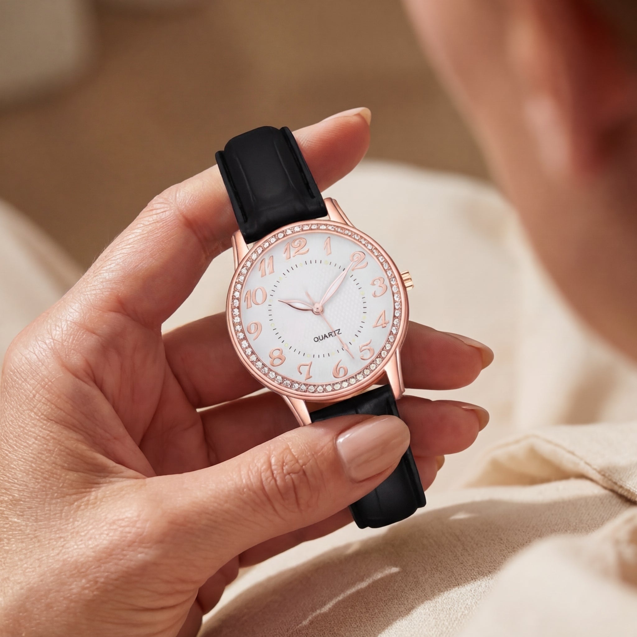 Dames Diamant Lumineus Riem Quartz Horloge