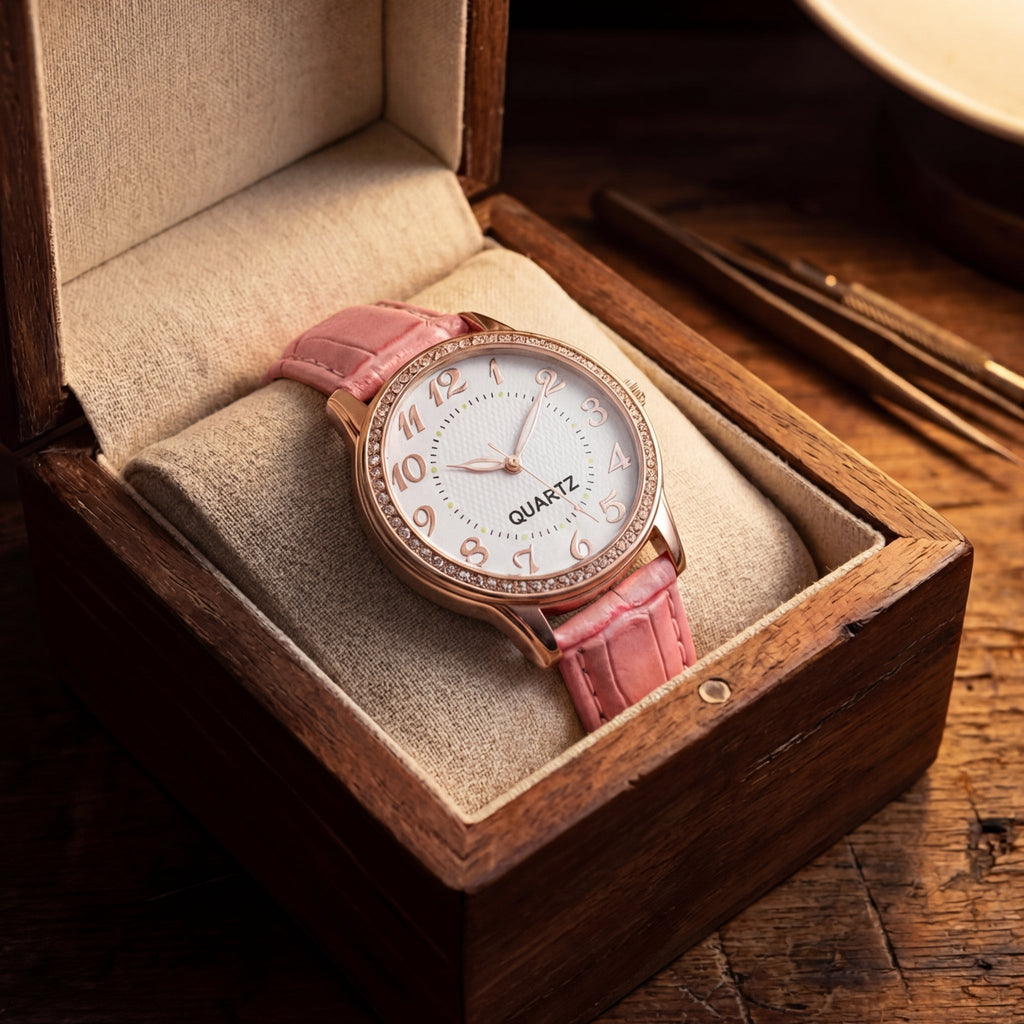 Dames Diamant Lumineus Riem Quartz Horloge