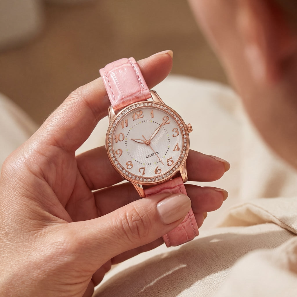 Dames Diamant Lumineus Riem Quartz Horloge