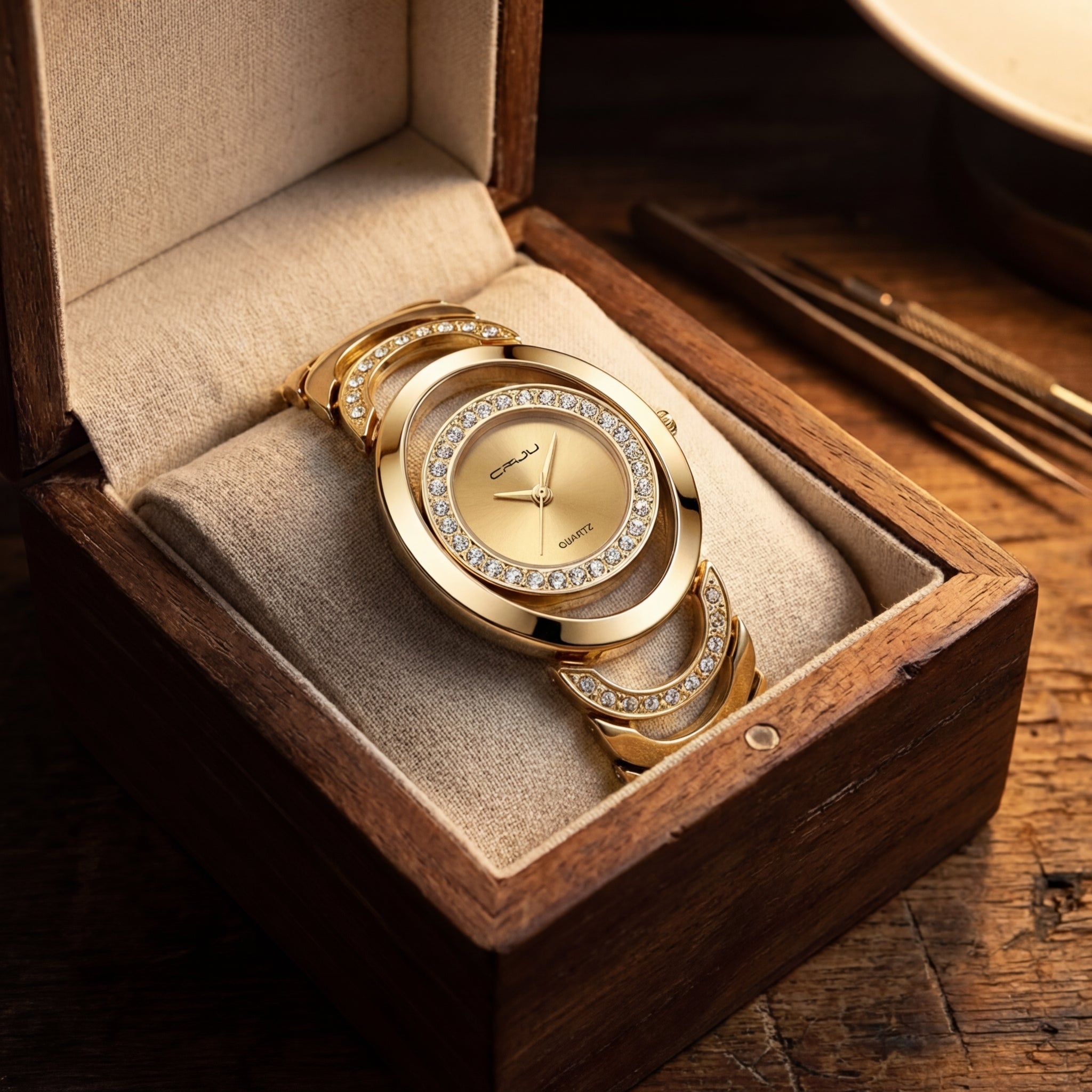 Dames Elegant Diamant Stalen Band Horloge