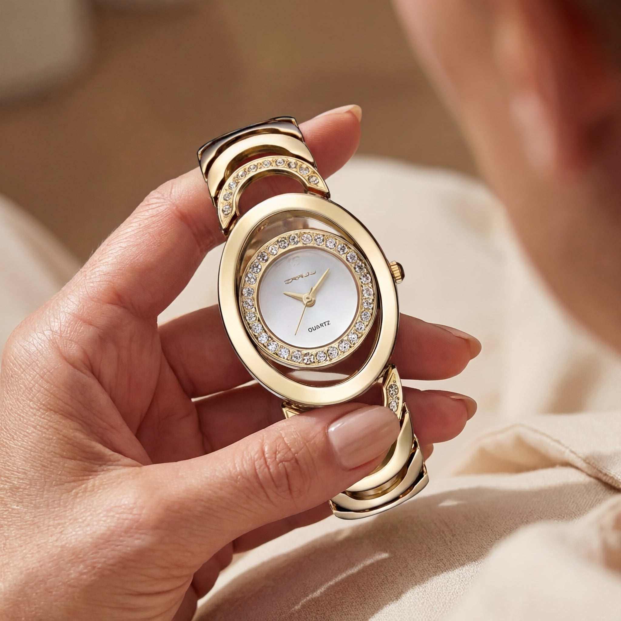 Dames Elegant Diamant Stalen Band Horloge