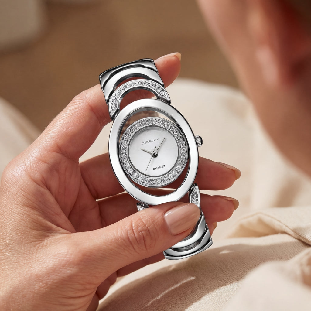 Dames Elegant Diamant Stalen Band Horloge