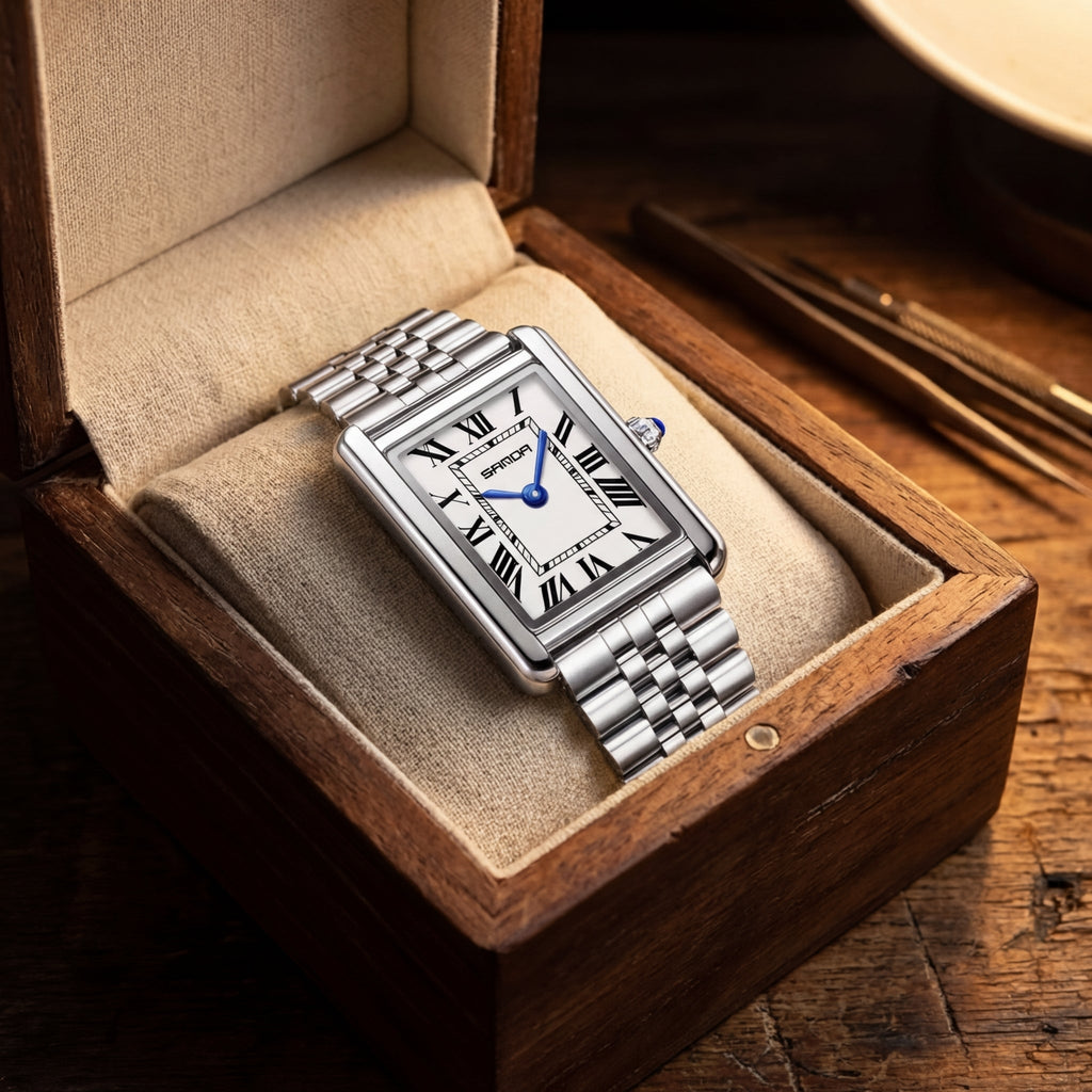 Dames Roestvrijstalen Vierkante Wijzerplaat Horloge