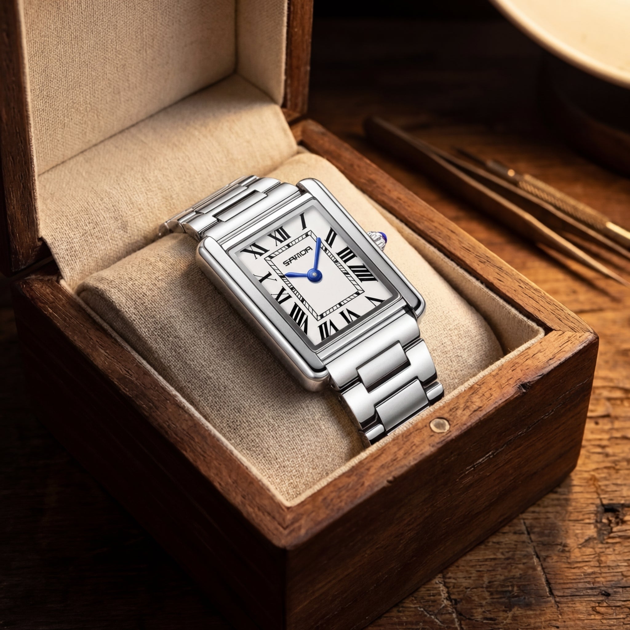 Dames Roestvrijstalen Vierkante Wijzerplaat Horloge