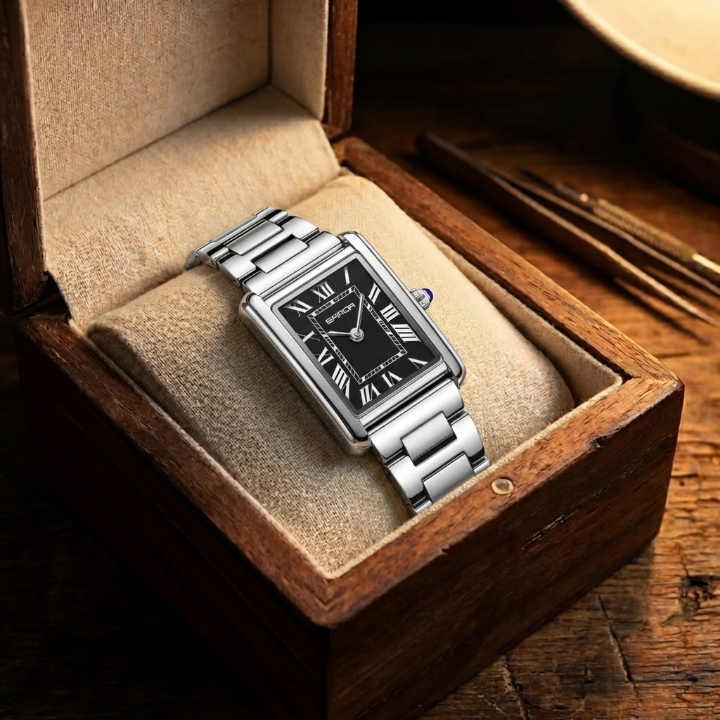 Dames Roestvrijstalen Vierkante Wijzerplaat Horloge