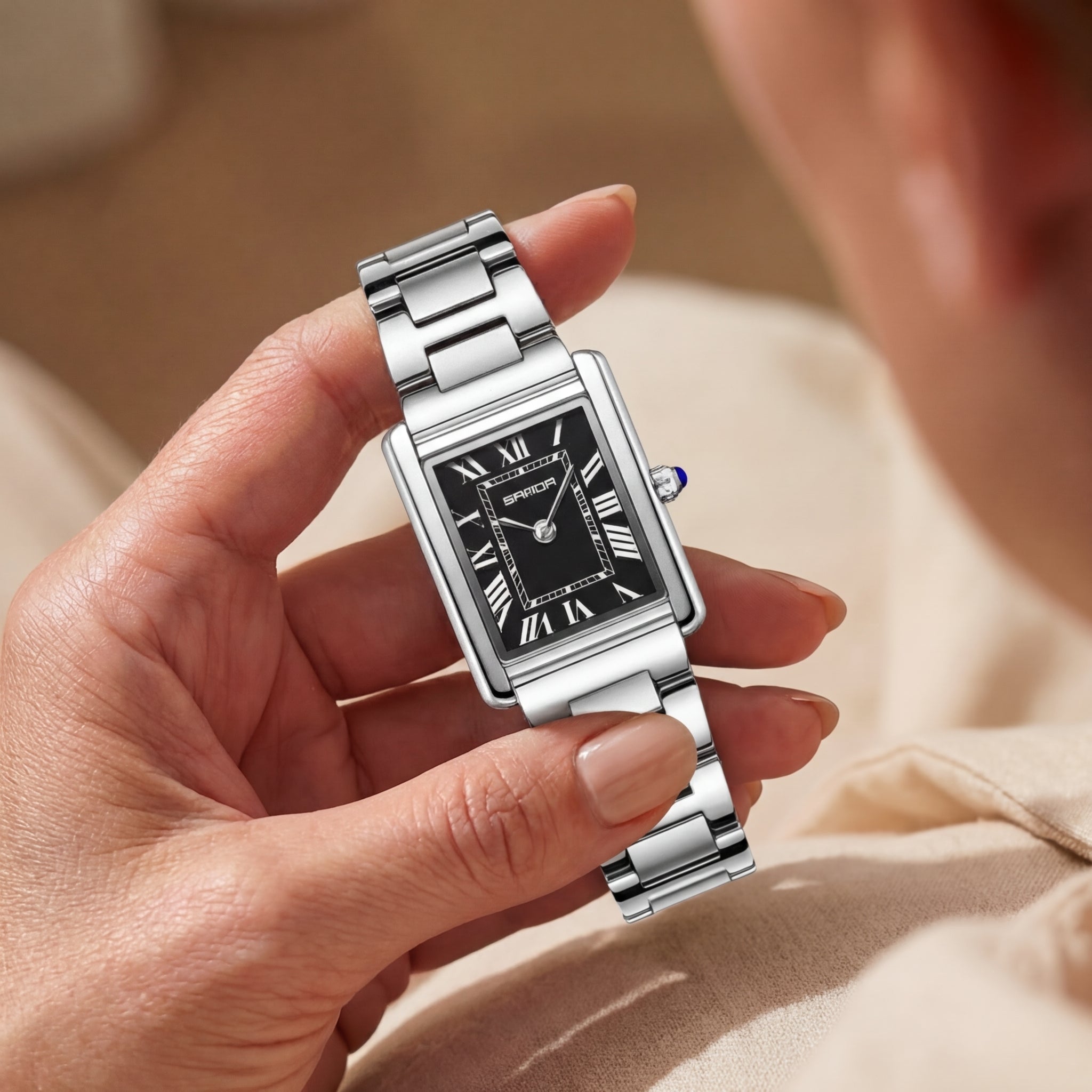 Dames Roestvrijstalen Vierkante Wijzerplaat Horloge