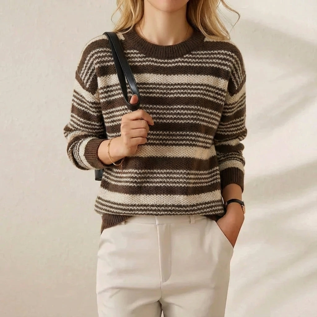 Kaschmirpullover mit horizontalen Streifen