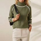 Baumwoll-Rollkragenpullover mit Streifen