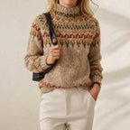 Jersey de Algodón con Canesú Fair Isle Marrón