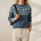 Katoenen Trui met Verloop Ombre Blauw Noords