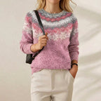 Maglione in Cotone e Mohair Rosa con Sprone Nordico
