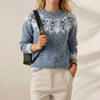 Pull en Coton Bleu avec Motif Loup