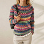 Maglione in Cotone con Righe Fair Isle Arcobaleno