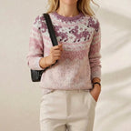 Jersey de Algodón y Mohair Rosa con Estampado de Reno